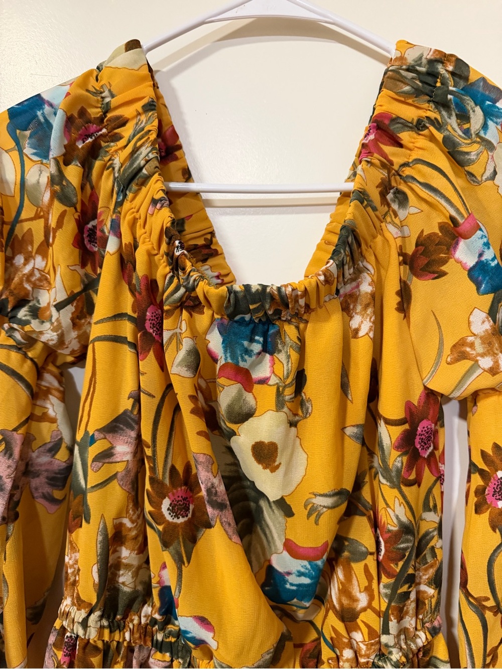 Blush Mustard Yellow Floral Mini Dress - Picture 5 of 7